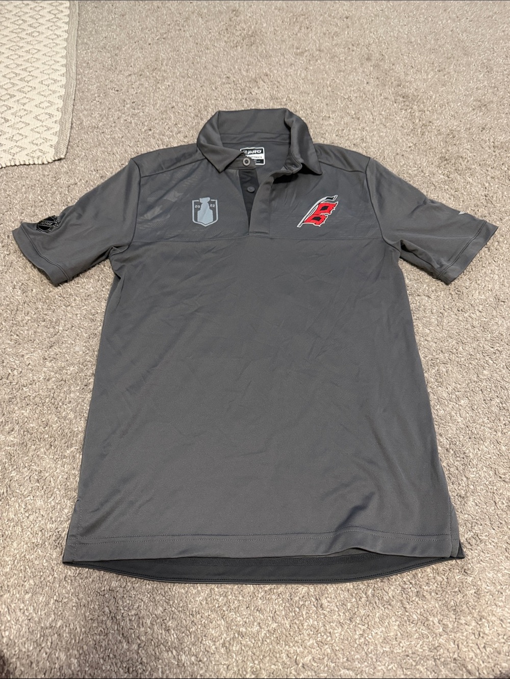 Fanatics Gray Short-Sleeve PlayoffsPolo with Carolina Hurricanes alternative log